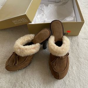 Michael Kors Tobacco suede high heeled clogs. Brand new!